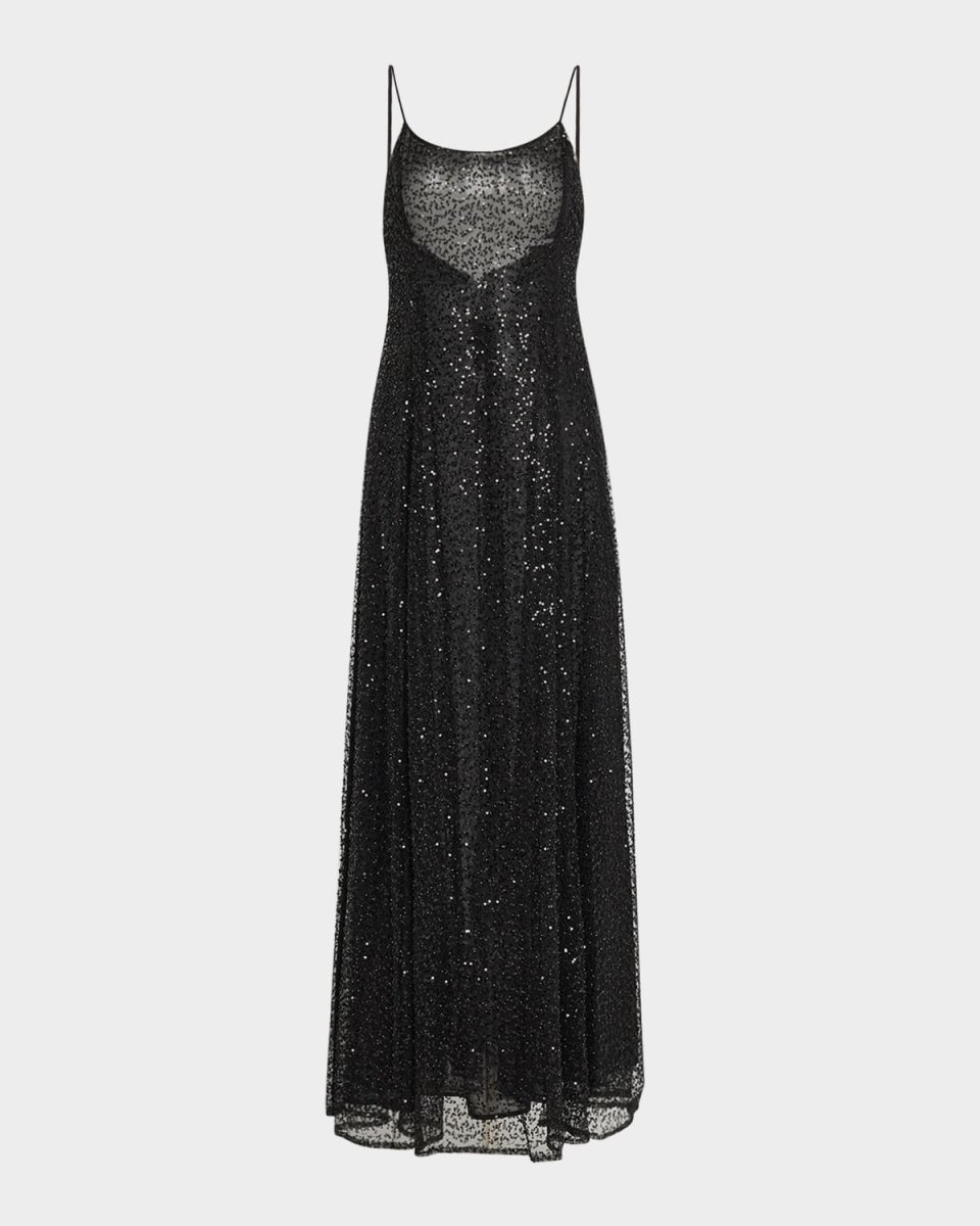 A-Line Sequin Tulle Gown